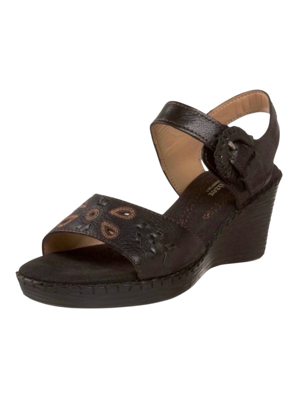 NATURALIZER N5 COMFORT Dalia Woven Wedge Sandal Black Brown Women’s Size 6.5 M